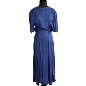 Vintage 100% Silk Blue Dress by Designer Frank Masandrea - MD/8